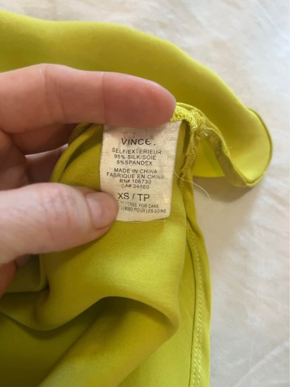 Vince yellow silk blouse size XS - Picture 4 of 5